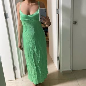 Green Zara Satin Satin dress